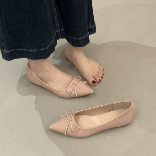 Damen spitze Ballerinas mit dekorativer Schleife und komfortablem Fußbett EB