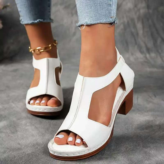 Damen Offene Blockabsatzsandalen mit seitlicher Schnalle EB
