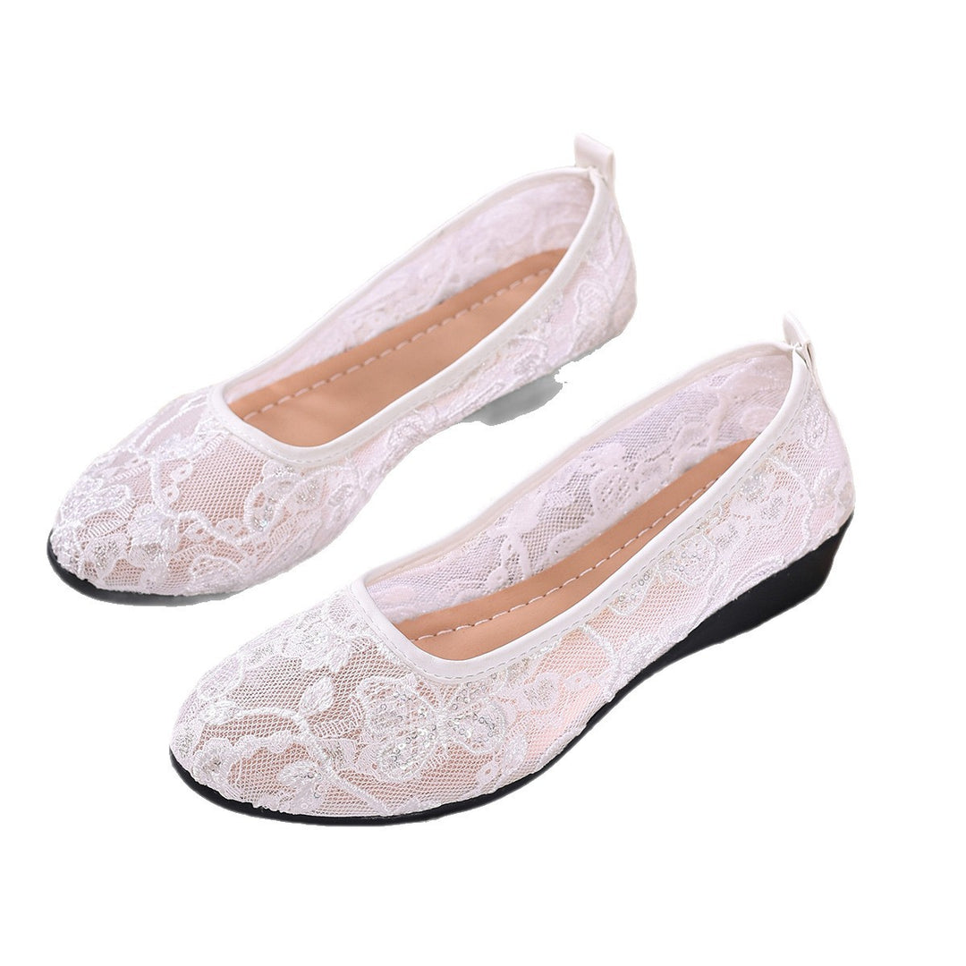 Damen Ballerinas mit filigranem Spitzenbesatz und rutschfester Sohle EB