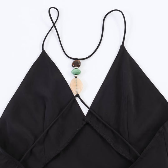 Damen Maxikleid mit verstellbaren Trägern und elegantem Rückenausschnitt EB