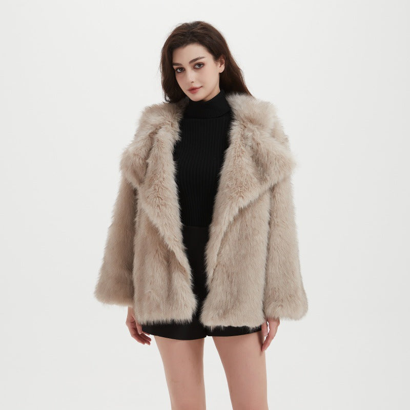 Damen Flauschige Kunstpelzjacke mit weiter Silhouette EB