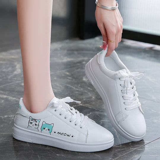 Damen Sneaker mit verspieltem Katzenmotiv und bequemer Sohle EB