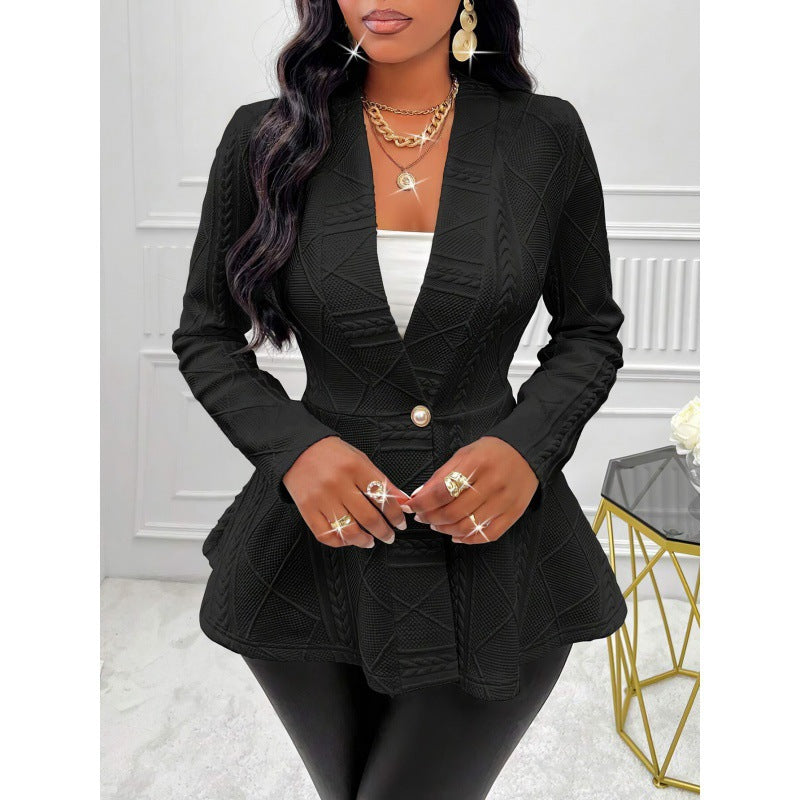 Damen Strick Peplum Blazer EB