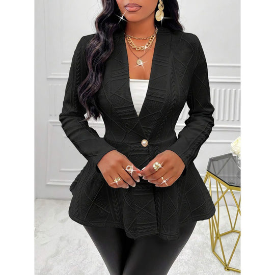 Damen Strick Peplum Blazer EB