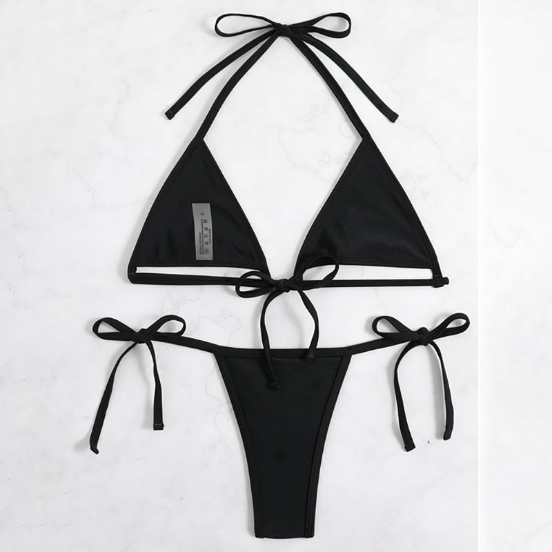 Damen Triangel-Bikini mit dekorativen Bindebändern EB
