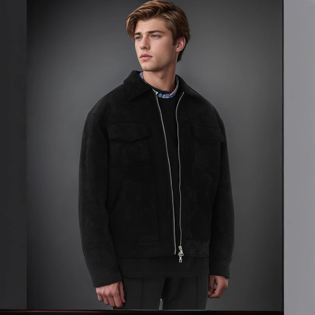 Herren modische Jacke mit praktischen aufgesetzten Taschen und Reißverschluss EB