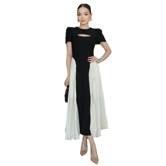 Damen Maxi-Kleid mit einzigartigem Cut-Out und drapiertem Rock EB