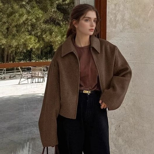 Damen modische Kurzjacke mit lässigem Schnitt EB
