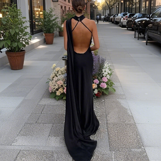 Damen elegantes Abendkleid mit asymmetrischem Schnitt und eindrucksvoller Drapierung EB