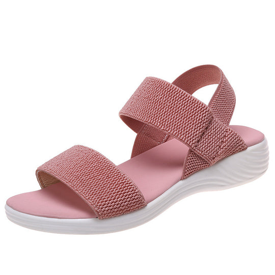 Damen Strick‑Sandalen mit elastischen Riemen und dämpfender Plateau‑Sohle EB