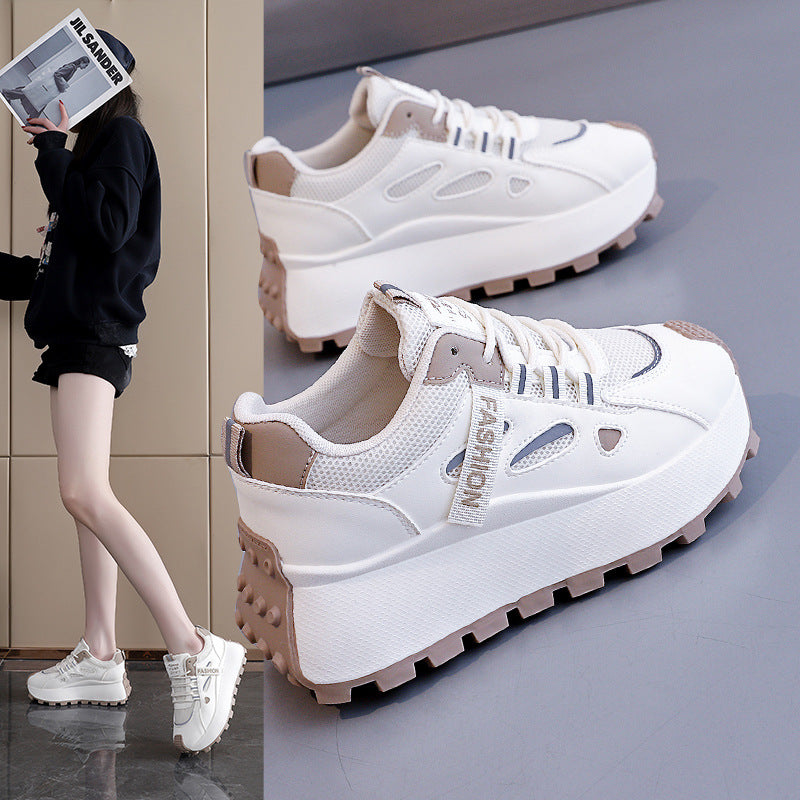 Damen Sneakers mit hohem Plateau und atmungsaktiver Mesh-Oberfläche EB
