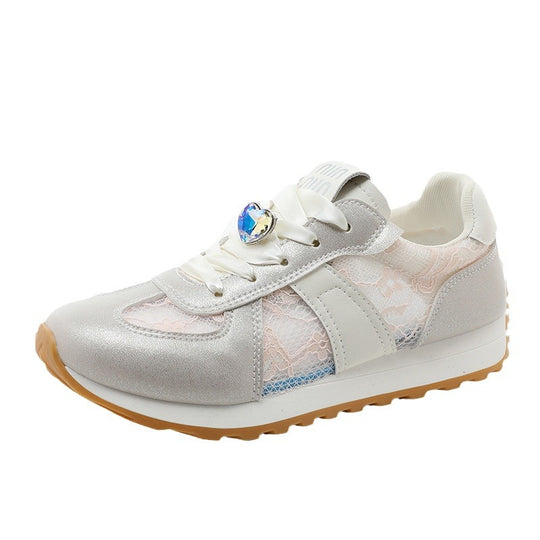 Damen sportliche Sneakers mit funkelndem Kristall und atmungsaktiver Oberfläche EB