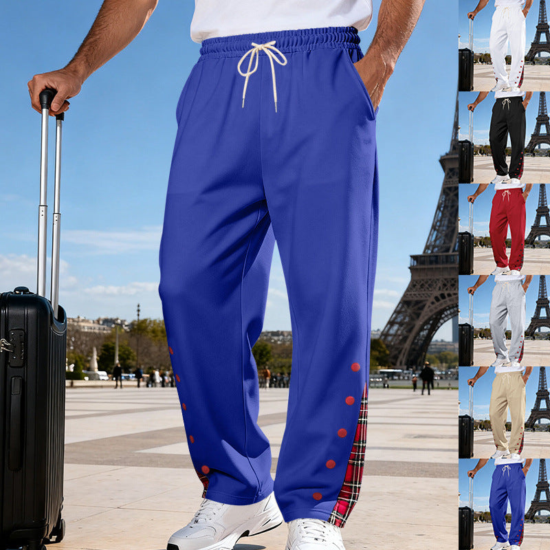 Herren Lässige Sweatpants mit Karoinnenblende und Druckknopf-Leiste EB