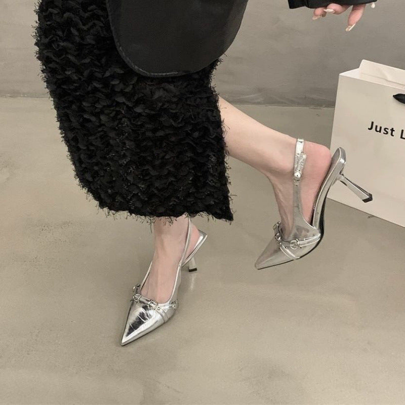 Damen Slingback High Heels mit eleganter Schnallenverzierung EB