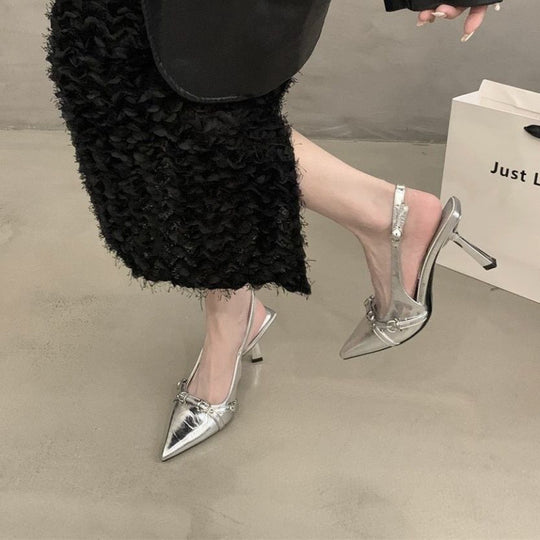 Damen Slingback High Heels mit eleganter Schnallenverzierung EB