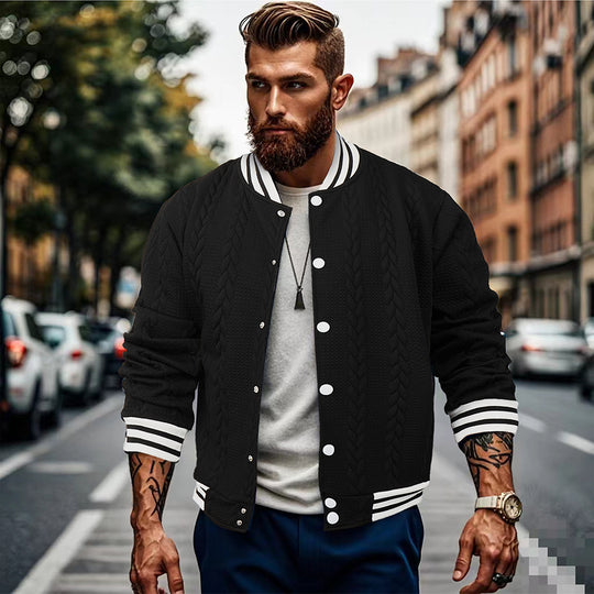 Herren Sportswear-Bomberjacke mit strukturiertem Design und Kontraststreifen EB
