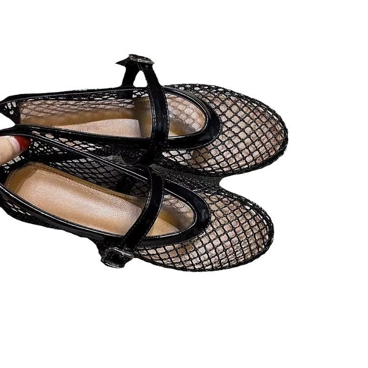 Damen-Mesh-Pantoletten mit verstellbarem Riemen und luftiger Netzstruktur EB