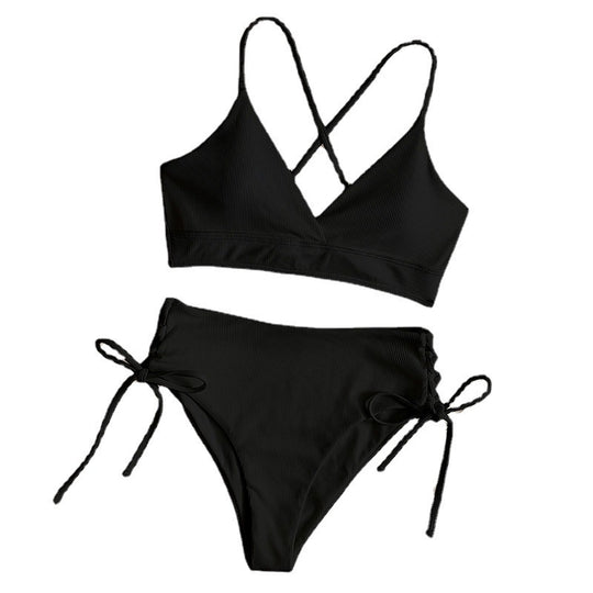 Damen Bikini-Set mit verstellbaren Trägern und raffinierten Schnürdetails EB