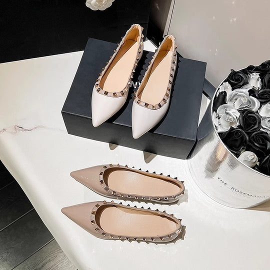Damen spitze Ballerinas mit eleganter Nietenverzierung EB