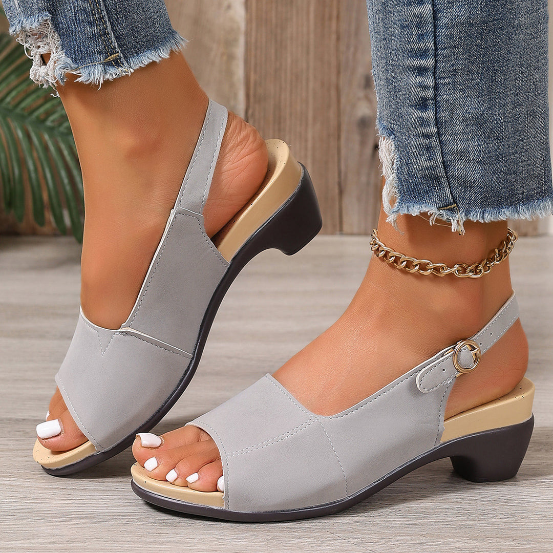 Damen elegante Slingback Sandalen mit modischen Schnallen EB