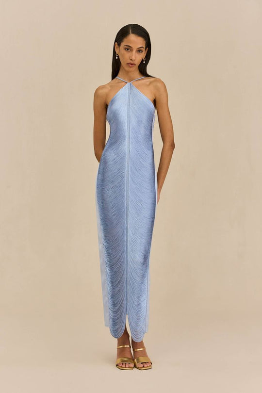 Damen Langkleid mit raffiniertem Schlitz und elegantem Kragen EB