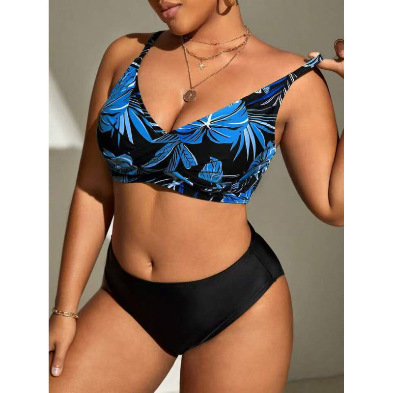 Damen Bikini-Top mit tiefem V-Ausschnitt und floralem Design EB
