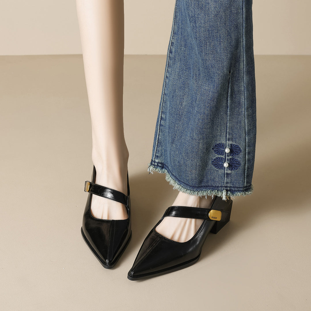Damen modische Slingback-Pumps mit eleganter Riemenverzierung EB