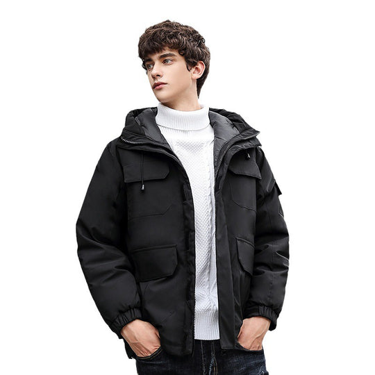 Herren wetterfeste Utility-Jacke mit Kapuze und Taschen EB