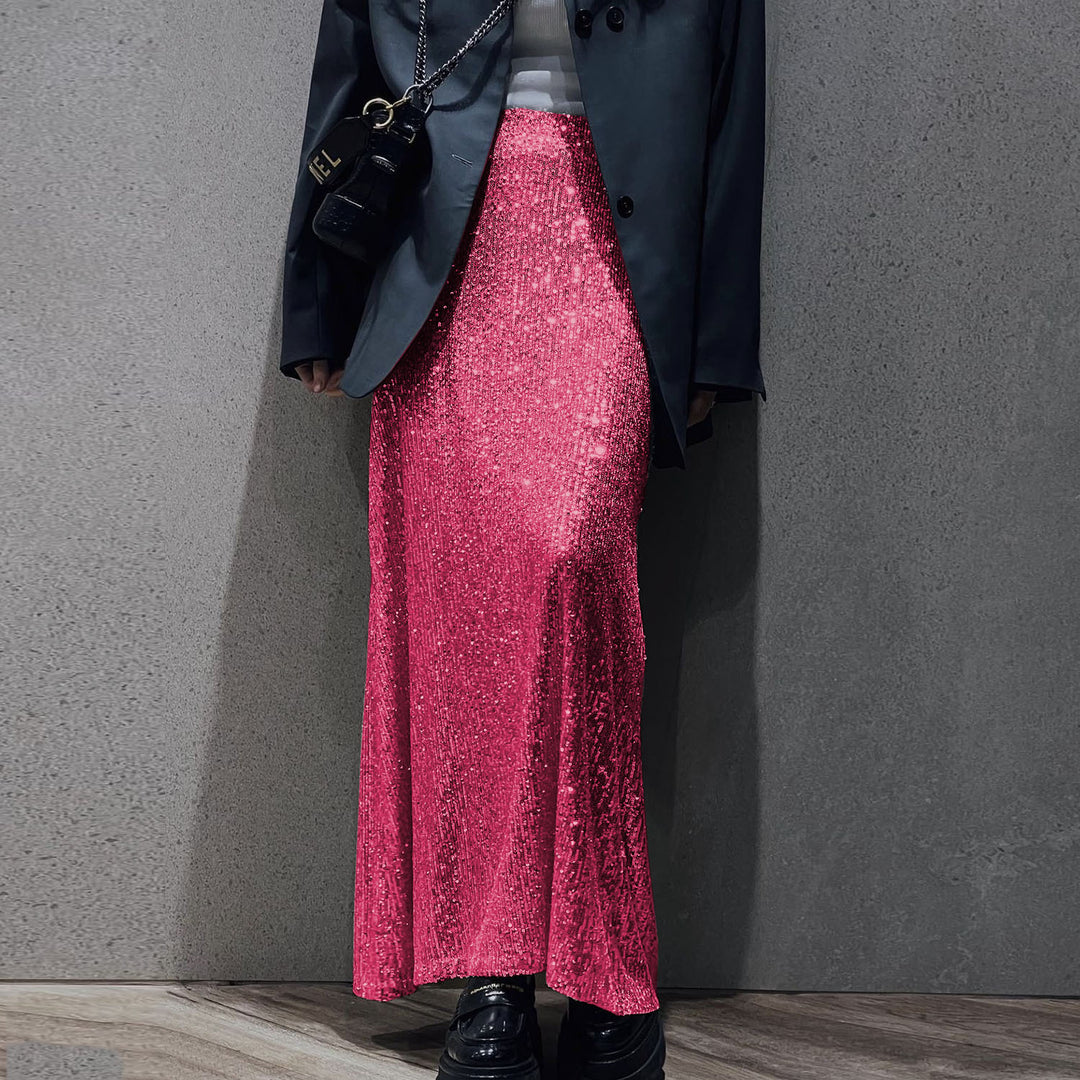 Damen Glitzernder Maxi-Rock mit schmalem Schnitt und hohem Bund EB