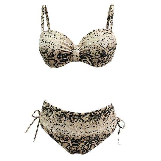 Damen Hochgeschnittener Snake-Print Bikini EB
