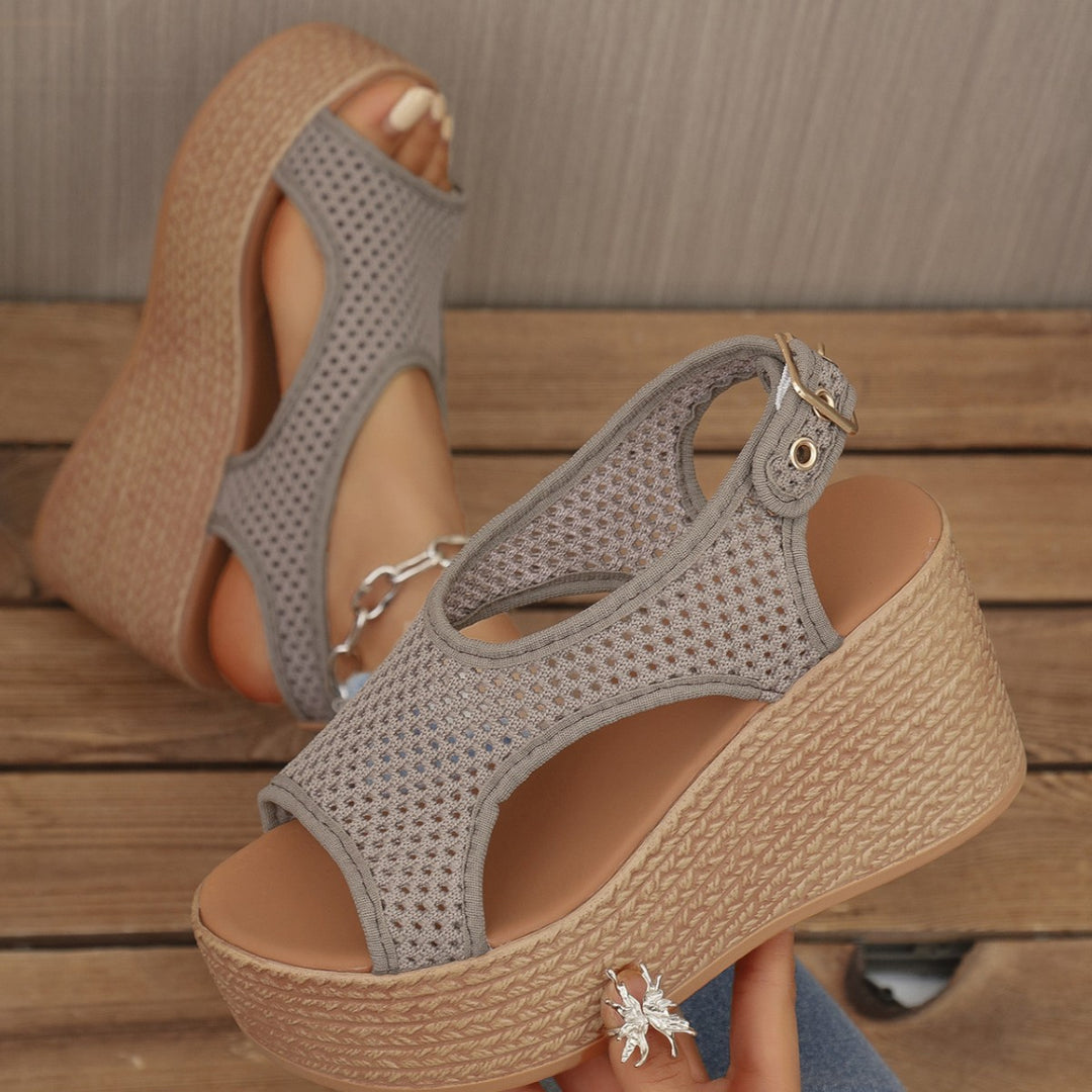 Damen Wedge-Sandalen mit perforiertem Obermaterial und anatomischem Fußbett EB
