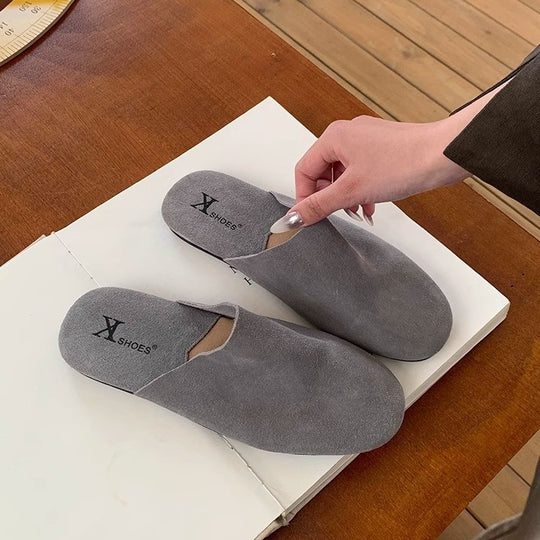 Damen Komfortable Slipper aus hochwertigem Wildleder EB