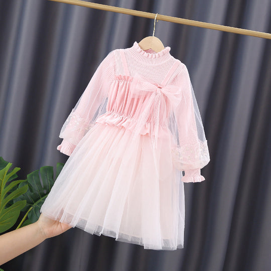 Mädchen festliches Tüllkleid mit Spitzen-Details EB