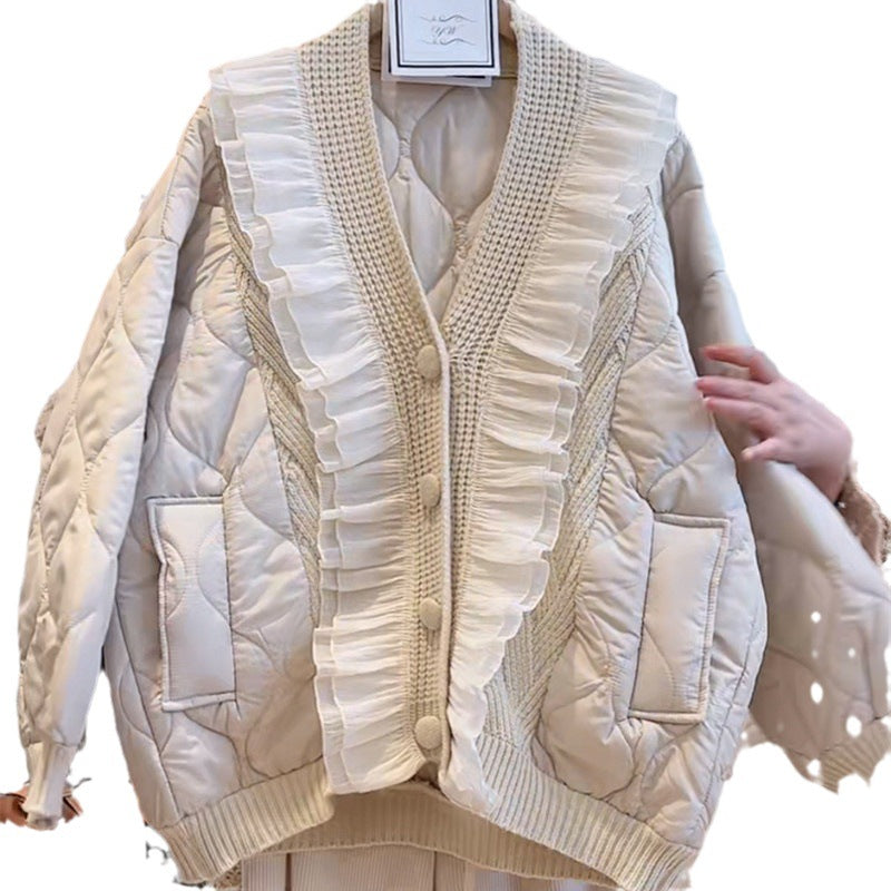 Damen Steppjacke mit Rüschendetails und Taschen EB