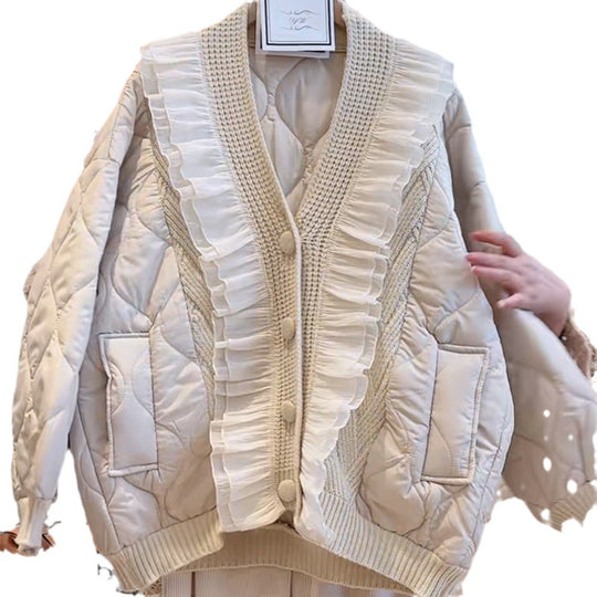 Damen Steppjacke mit Rüschendetails und Taschen EB