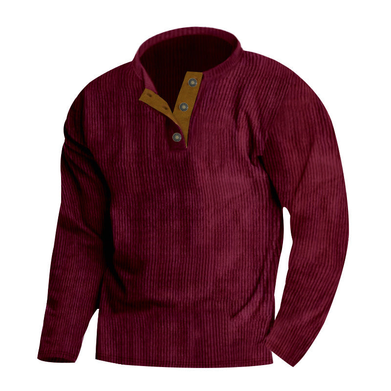 Herren Langarm-Pullover mit strukturierter Oberfläche und eleganter Knopfleiste EB