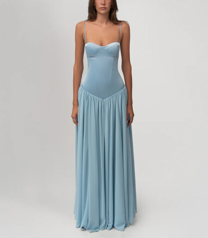 Damen nan modellierendes Bustier-Abendkleid mit vorgeformter Miederkonstruktion und weitfallendem Chiffon-Tellerrock EB