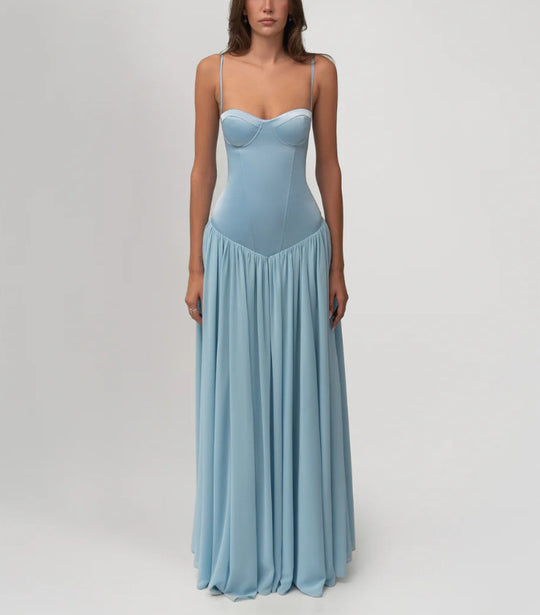 Damen nan modellierendes Bustier-Abendkleid mit vorgeformter Miederkonstruktion und weitfallendem Chiffon-Tellerrock EB