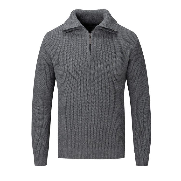 Herren Freizeitpullover mit halbem Reißverschluss und strukturiertem Strickmuster EB