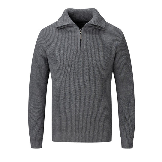 Herren Freizeitpullover mit halbem Reißverschluss und strukturiertem Strickmuster EB
