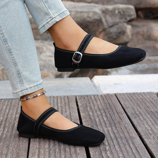 Damen Bequeme Ballerinas mit verstellbarem Riemchen EB
