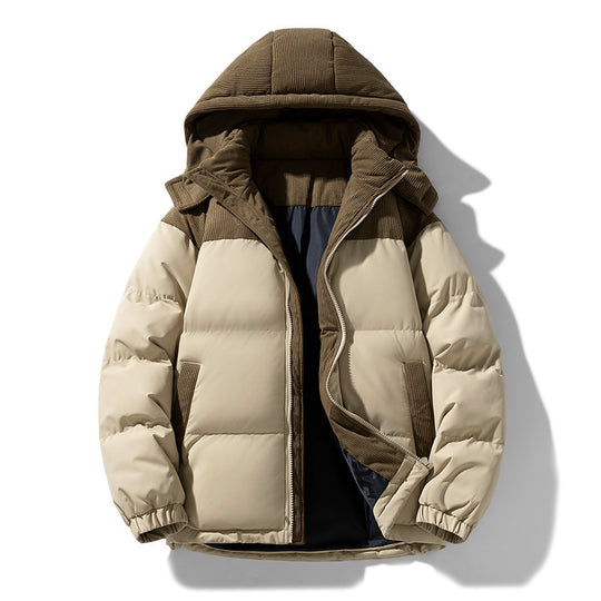 Damen warme Steppjacke mit abnehmbarer Kapuze und hochgeschlossenem Kragen EB