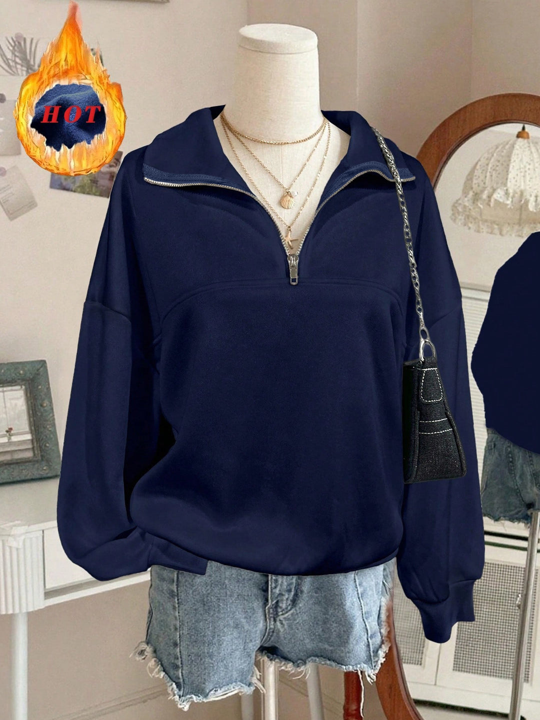 Damen Sweatshirt mit hohem Kragen EB