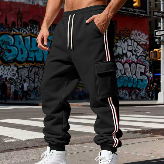 Herren Cargo-Joggerhose mit seitlichen Klapp‑Cargotaschen, Tunnelzug & Rippbündchen EB