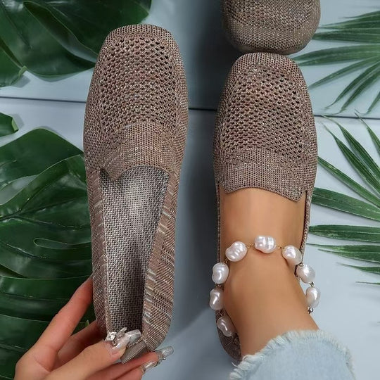 Damen Atmungsaktive Slip-On Ballerinas mit feinem Netzdesign EB