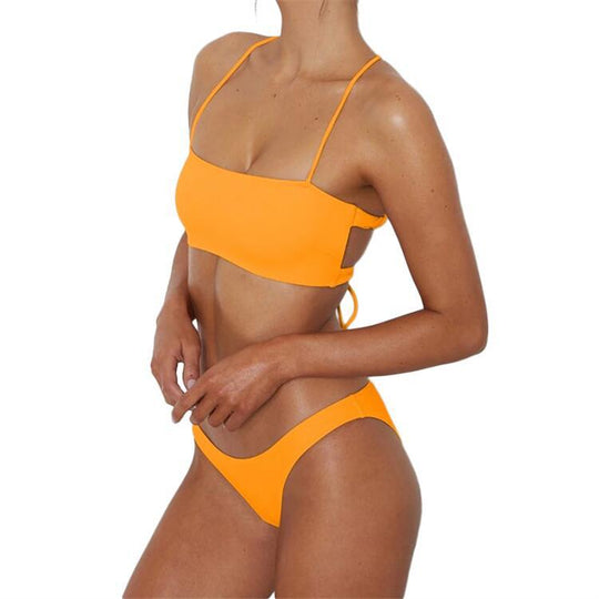 Damen Bikini mit modischem Bandeau-Oberteil und verstellbaren Trägern EB