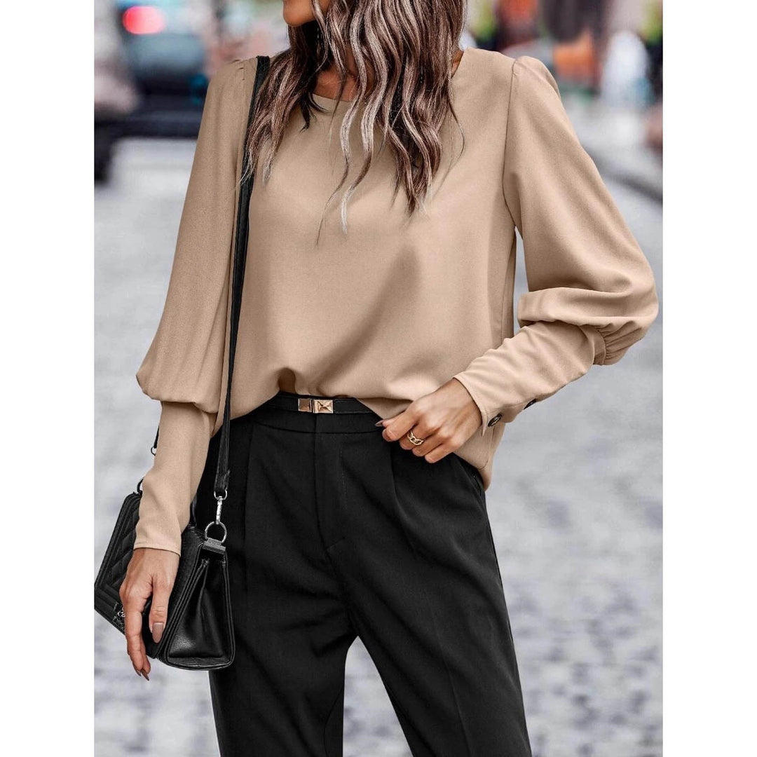 Damen modische Bluse mit elegantem Puffärmel und hochwertiger Stoffqualität EB