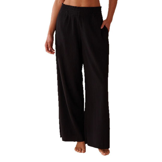 Damen Plissee-Hose mit elastischem Bund und Seitentaschen EB