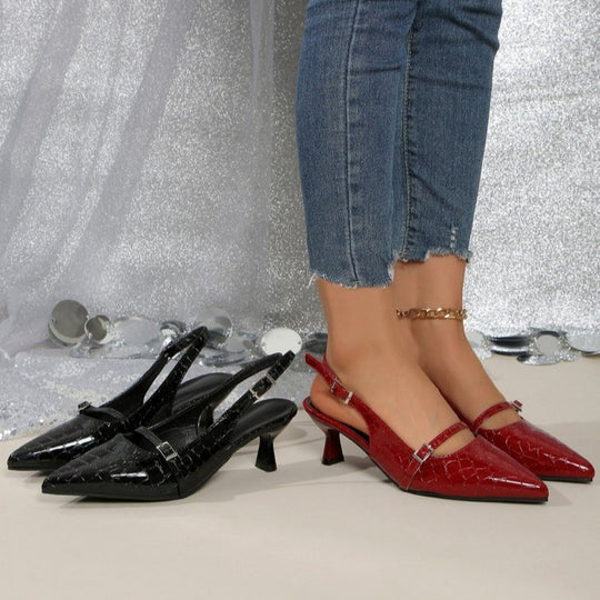 Damen Slingback-Pumps mit elegantem Krokodileffekt und flexiblem Absatz EB