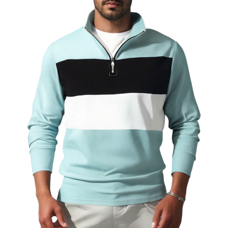 Herren sportlicher Pullover mit Stehkragen und Reißverschluss EB